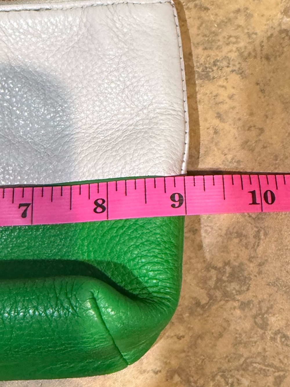 Michael Kors Leather Wristlet, Cream and Green Two Tone - Picture 6 of 7